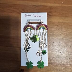 Betsey Johnson Multicolor Rainbow Clover Earrings
